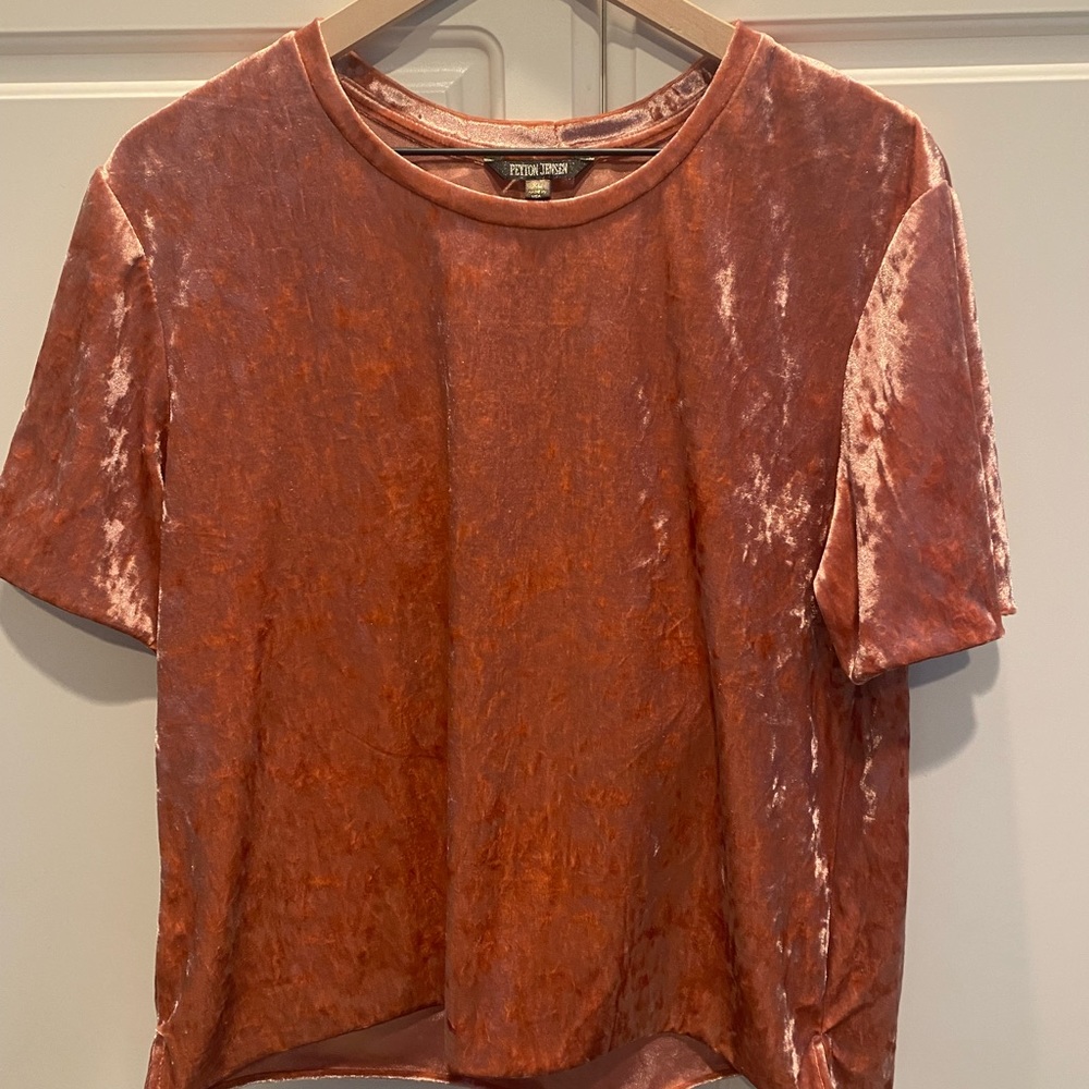 Peyton Jenson, Evereve, Rose Pink, Crushed Velvet, T-Shirt, XL